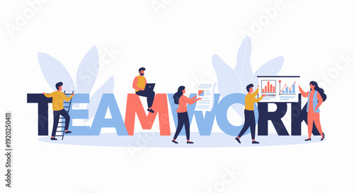 Teamwork Concept with People and Letters.