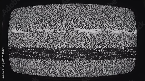 Retro TV Static Noise Screen with Horizontal Line Interference