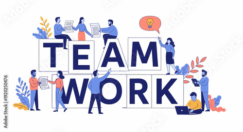 Teamwork Concept with People and Blocks.