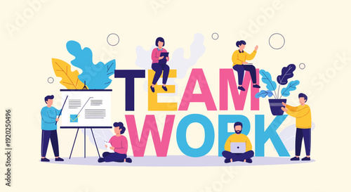 Teamwork Concept with People and Letters.