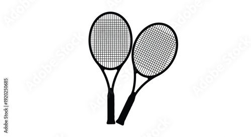 Two tennis rackets displayed in a simple black and white illustration