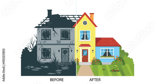 House restoration a before and after comparison of a building s condition