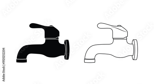 Black and white illustration of two water taps side by side