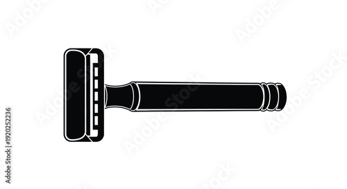 Simple black and white illustration of a safety razor on a white background