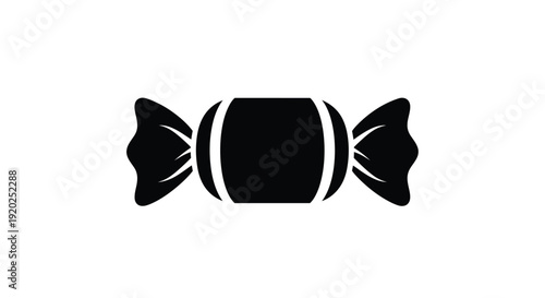 A simple black and white illustration of a wrapped hard candy