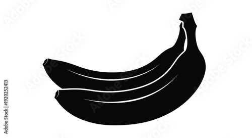 A black and white silhouette of a bunch of ripe bananas