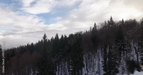 Ski slope in Hochficht Austria winter drone panorama