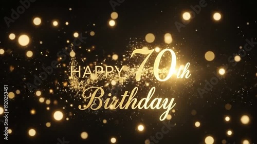 70th Happy Birthday Golden Firework Explosion – Spark Particles Text Reveal 4K Celebration Animation