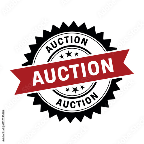 Auction Stamp, Auction Grunge Round Sign