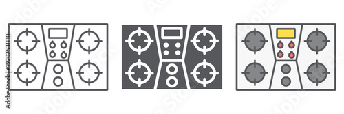 Gas stove line icon, kitchen and cooking, cooker sign, vector graphics, a linear pattern on a white background.