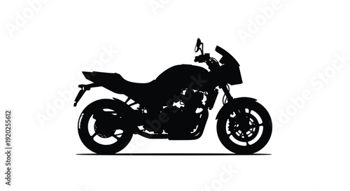A sleek motorcycle design presented in a striking black silhouette