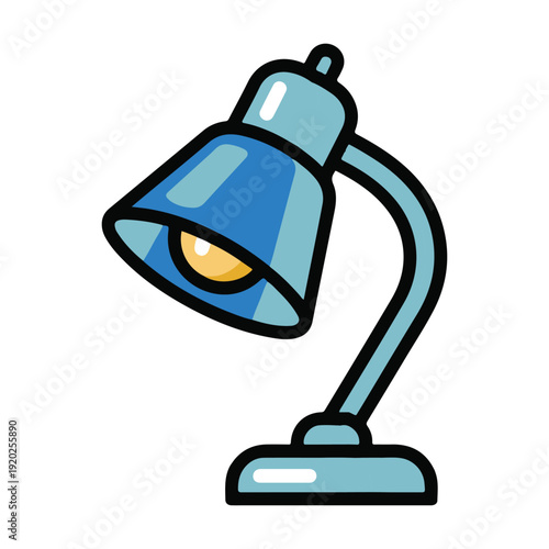 Cute Desk Lamp Flat Vector Illustration