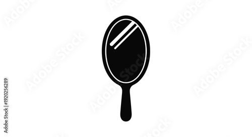 A simple black hand mirror illustration clean and minimalistic silhouette