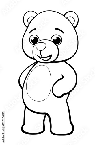 classic cute cuddly teddy bear standing line drawing for kids coloring activity book vector image isolated on transparent background