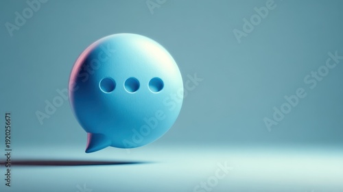 A stylish 3D rendering of a thought bubble. The bubble is bright blue and is hovering, giving an artistic feel.