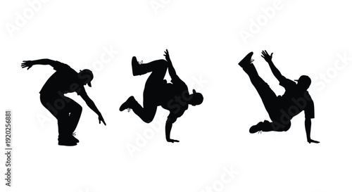 Dynamic breakdancer in motion a three part sequence silhouette