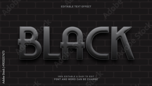 Obraz na plátně Black 3D Beveled Text Effect on Dark Brick Wall Background