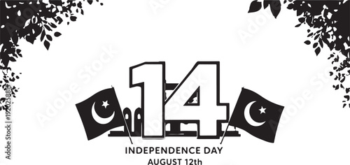 Celebrating the 77th independence day of pakistan with a striking black and white design