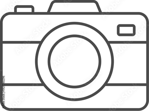 Digital DSLR Camera Icon Line Art Isolated on White Background