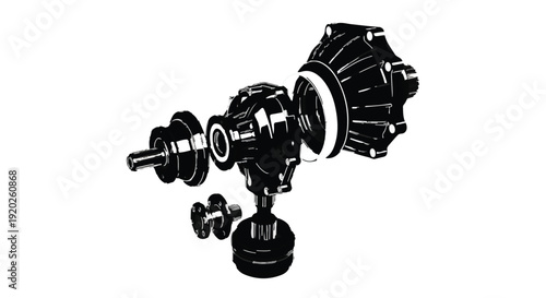Mechanical gear component industrial machinery part technical illustration black and white