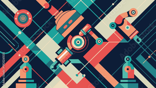 Robotic arms on factory production line assembling products in smart manufacturing environment symbolizing automation and industry technology