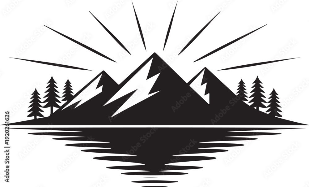 Obraz premium Vintage mountain logo and illustration