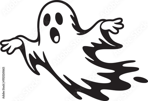 Vintage ghost, Halloween scary ghost monsters Vector Illustration