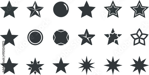 Bold Star And Round Circle Shape Icons Minimalist Vector Set