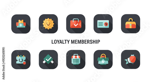 Collection of loyalty membership icons representing various rewards and benefits in a modern digital interface