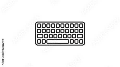 Computer Keyboard Icon in Simple Line Art Style with Black Color on White Background for Technology Illustration