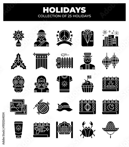 Holidays. Collection of 25 Festive Icons