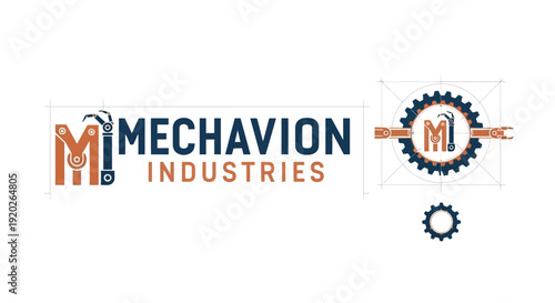 Mechavion Industries logo with orange MI initials integrating a wrench and gear symbol, representing mechanical engineering, manufacturing, and industrial solutions on an isolated white background.