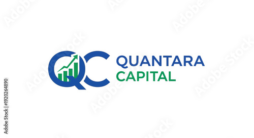 Quantara Capital financial logo featuring blue QC initials with an integrated rising bar chart, symbolizing investment, growth, and business success on an isolated white background.