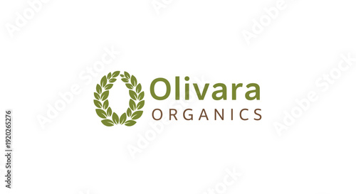 Olivara Organics brand logo featuring a stylized green olive wreath or leaf icon, symbolizing natural and organic products on an isolated white background.