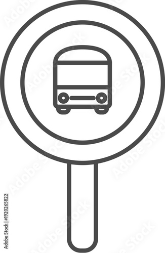 Public Transport Bus Stop Sign Icon Linear Transportation Vector