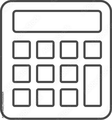 Digital Calculator Outline Icon Finance and Mathematics Vector Graphic