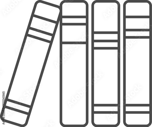 Row of Books on Shelf Linear Icon Library and Literature Vector