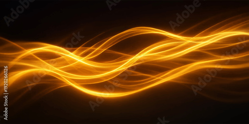 A dynamic orange fractal design featuring flowing light waves and glowing lines creates an abstract motion backdrop with a high-tech energy effect