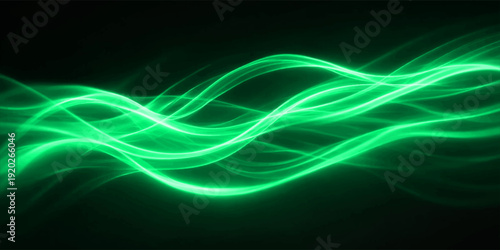 An abstract blue and green background features flowing wave lines and smooth motion patterns in a vector illustration design creating a light texture wallpaper with fractal curves and energy