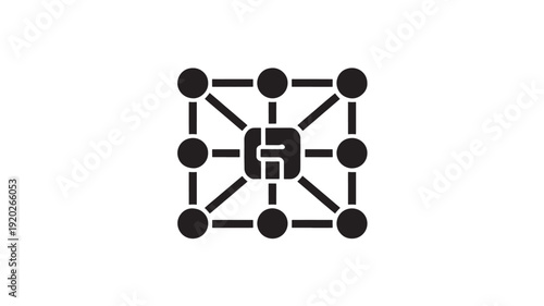 Network connection icon in modern minimalist style with dark monochromatic color scheme on white background for technology branding