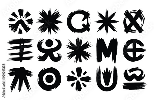 Abstract black brushstrokes create a minimalist and dynamic composition