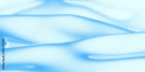 Halftone cloud background. White dotted clouds in blue sky. Comic pop art heaven wallpaper for banner, collage, poster, leaflet, brochure. Rasterized smoke, smog or fog texture. Vector illustration
