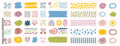 pastel abstract cute color shape aesthetics collection. geometric mephis style elements for girl set. Colorful childish and nature shapes isolated on white background. 