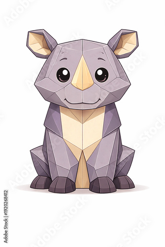 Vector Illustration of Cartoon Type Rhino Origami Craft