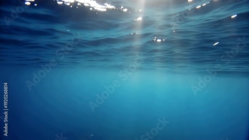 Mesmerizing ocean surface with sunlight rippling through clear blue water for backgrounds and visual effects