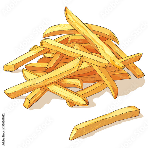 Pile of golden crispy french fries ready to be eaten.