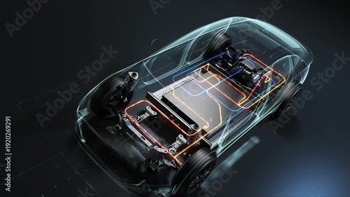 Electric car battery cooling system with circulating liquid thermal management.