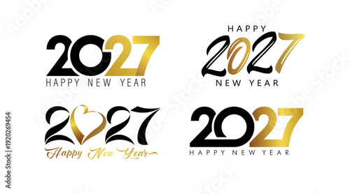 Set of creative icons 2027 for new year celebration. Elements of graphic design