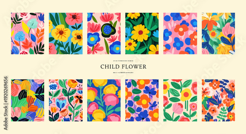 Vibrant floral and geometric patterns showcasing colorful artistic designs