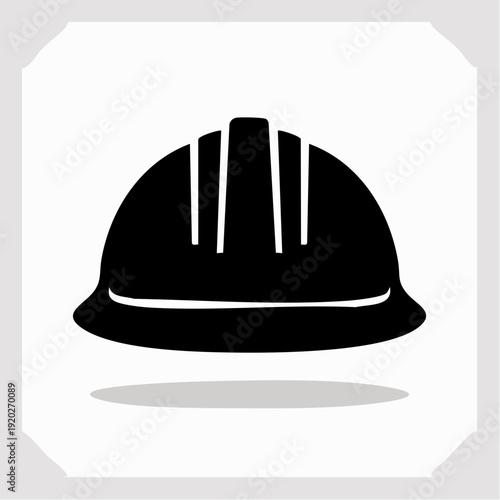 Black hard hat graphic, symbolizing crucial workplace safety and worker protection; an essential visual concept for secure operations in construction and industrial settings